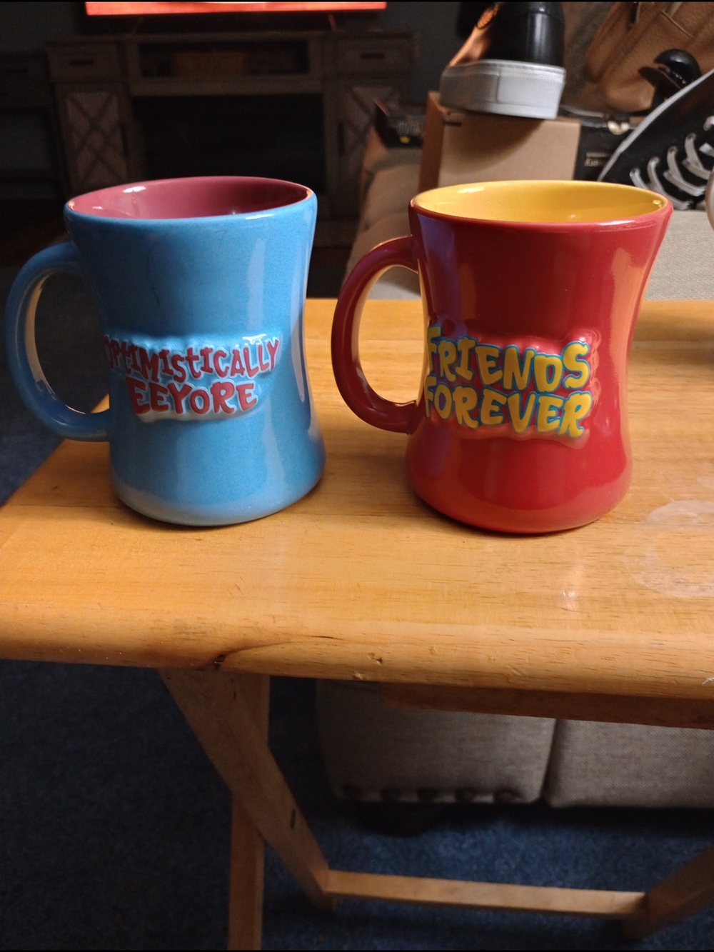 Disney Blue & Red 'Optimistically Eeyore' and 'Friends Forever' Ceramic Mug Set